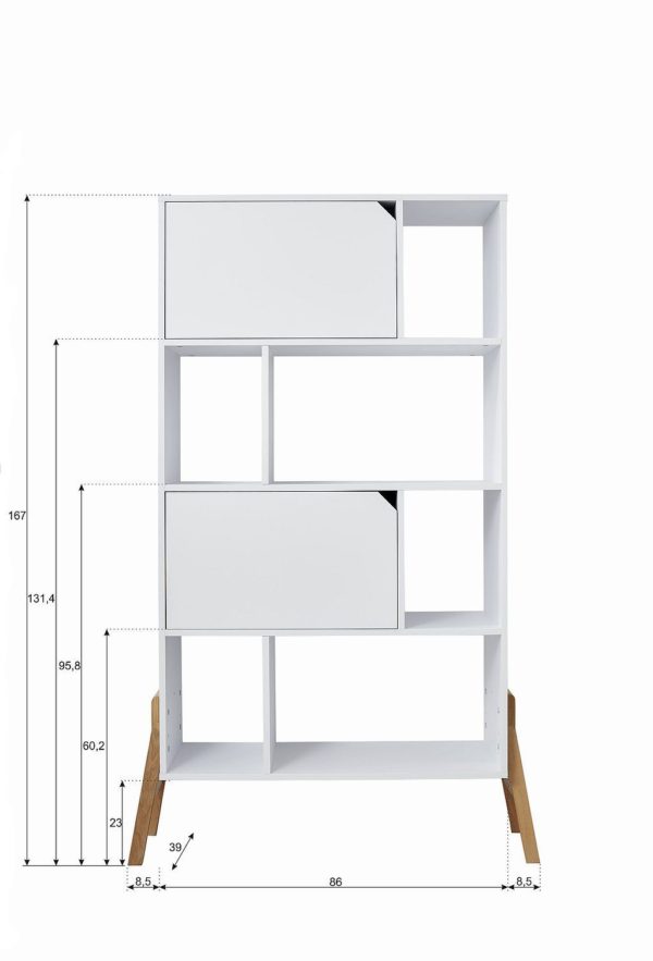 Raft biblioteca Lotta White – H 167 x L 103 x l 39 cm dimensiuni